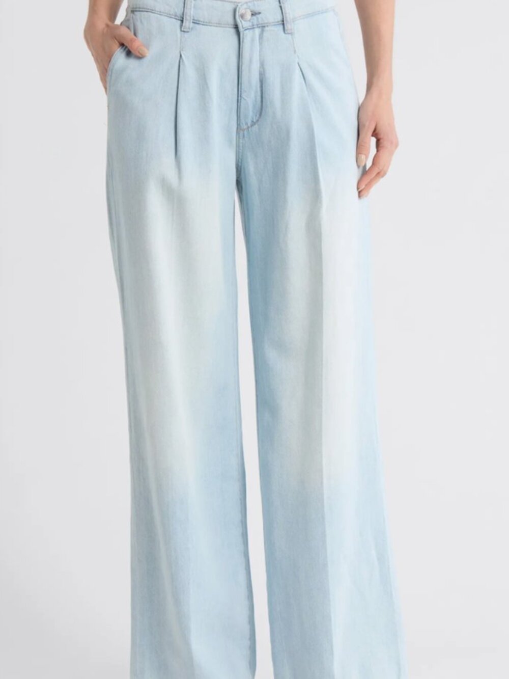 DL1961 Poolside Blue Isabel Pleated Mid Rise Wide Leg Jeans 31"